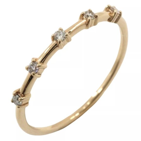 5P diamond Ring K10 yellow gold/diamond #5.75(US Size) 0.8g Women - Picture 1 of 9